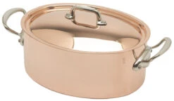 Mauviel M'150S Ovale Braadpan Met Deksel ø 30 Cm Koper Rvs Greep