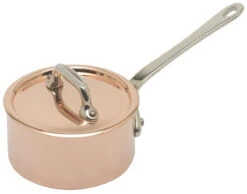 Mauviel M'Minis Steelpan Met Deksel Rond ø 9 Cm Koper Rvs Greep